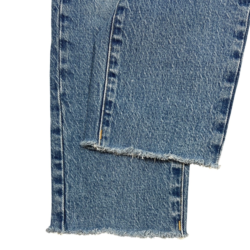 Good American Good Classic Straight Raw Hem Jeans 6/28 Stretch High-Rise Grunge - Picture 8 of 10